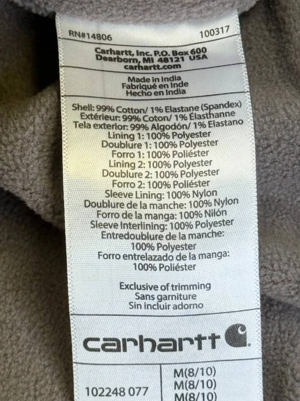 Carhartt Canvas Jacket Youth Childrens Medium 8 10 Caldwell Sherpa Lined Hooded